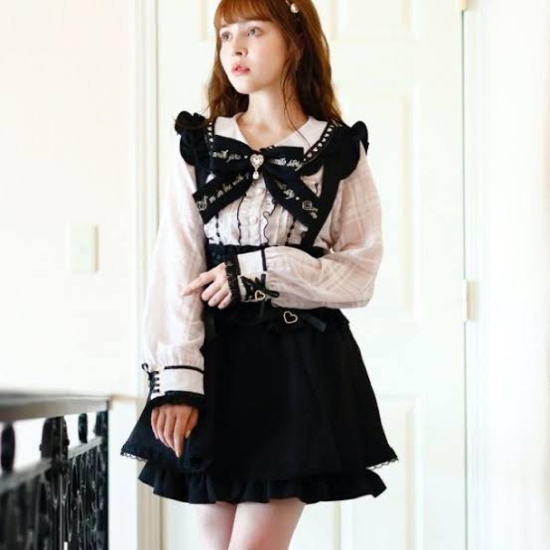 LIZLISA リズリサ ハートレース襟ブラウス ピンク×ブラック - メルカリ