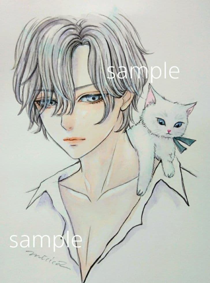 ポストカード  手描きイラスト《 白い恋人 》オリジナル