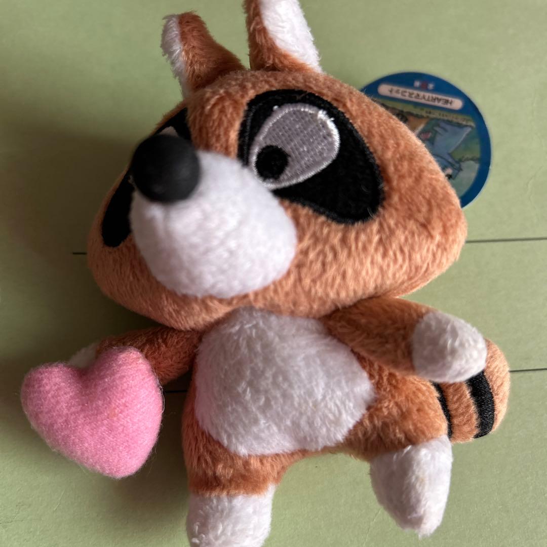 ぼのぼのアライグマくんたぬき ぬいぐるみ 約10cm ピンクのハート付き