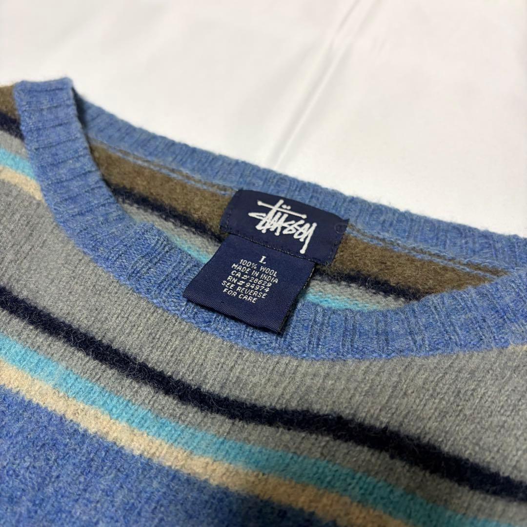 90s OLD STUSSY マルチボーダー ウールニット オールドスケート - メルカリ