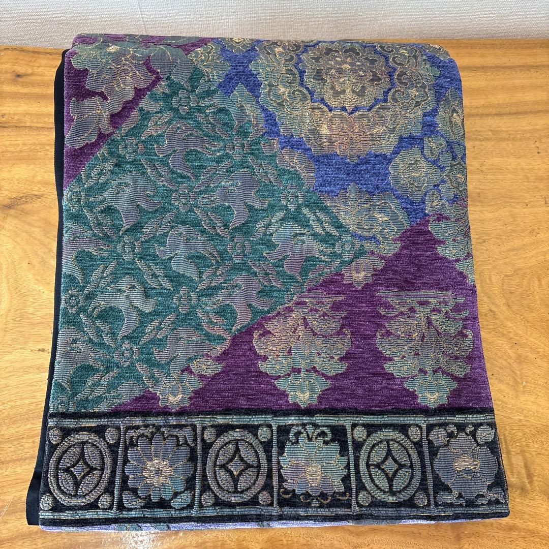 袋帯 花柄 紫 緑　華天　鵞絨　莫臥児 花柄 袋帯 紫 緑 袋帯 花柄 紫 緑 華天 鵞絨 莫臥