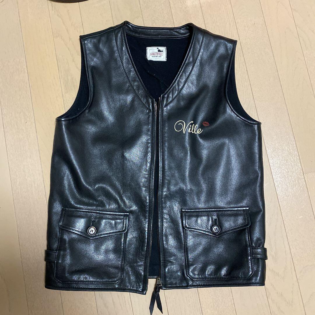 初期モデル◇ギャングスタービル◇レザーベスト◇黒◇M◇ - メルカリ