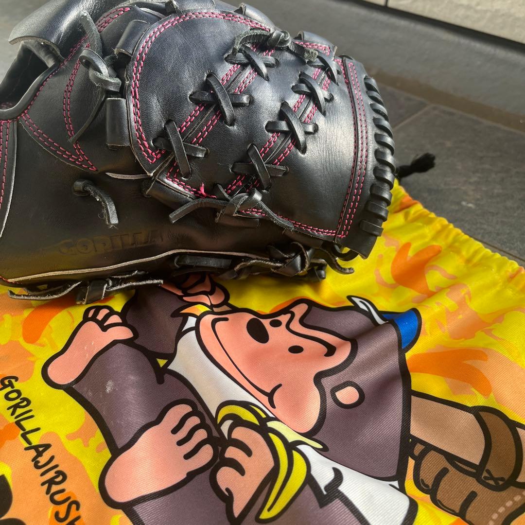 ゴリラ印 硬式グローブ 黒 ピンクステッチ - メルカリ