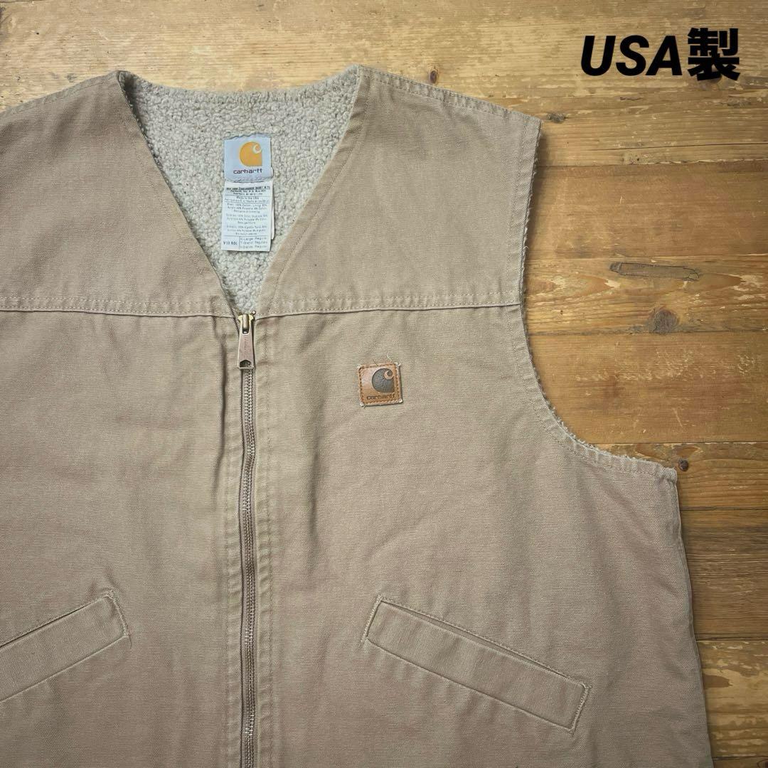 90s Carhartt カーハート USA製 ダック地 裏ボア ベスト