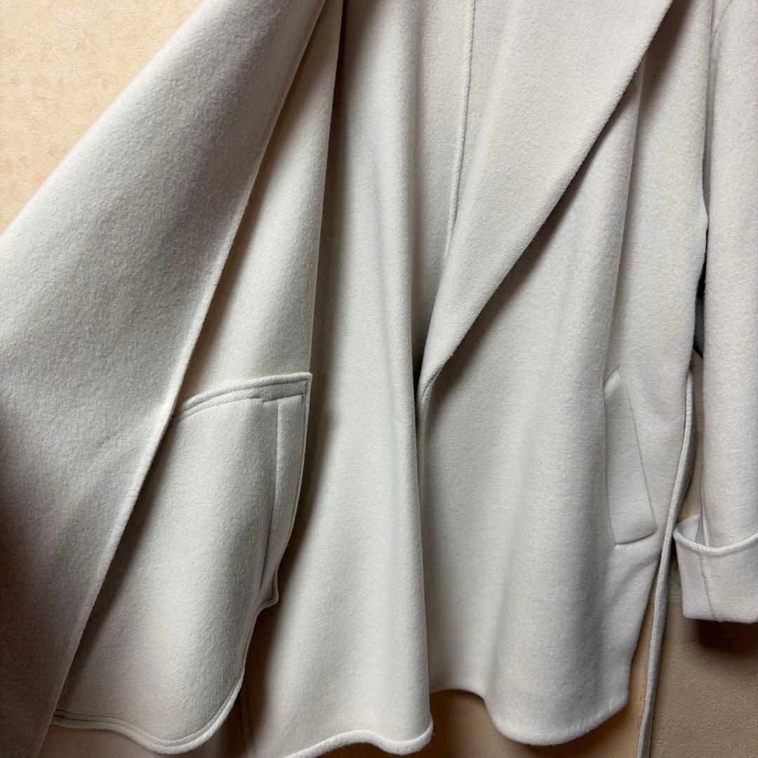 試着のみ Arpege story ミドル丈テーラーリバーコート オフ白 2 - メルカリ