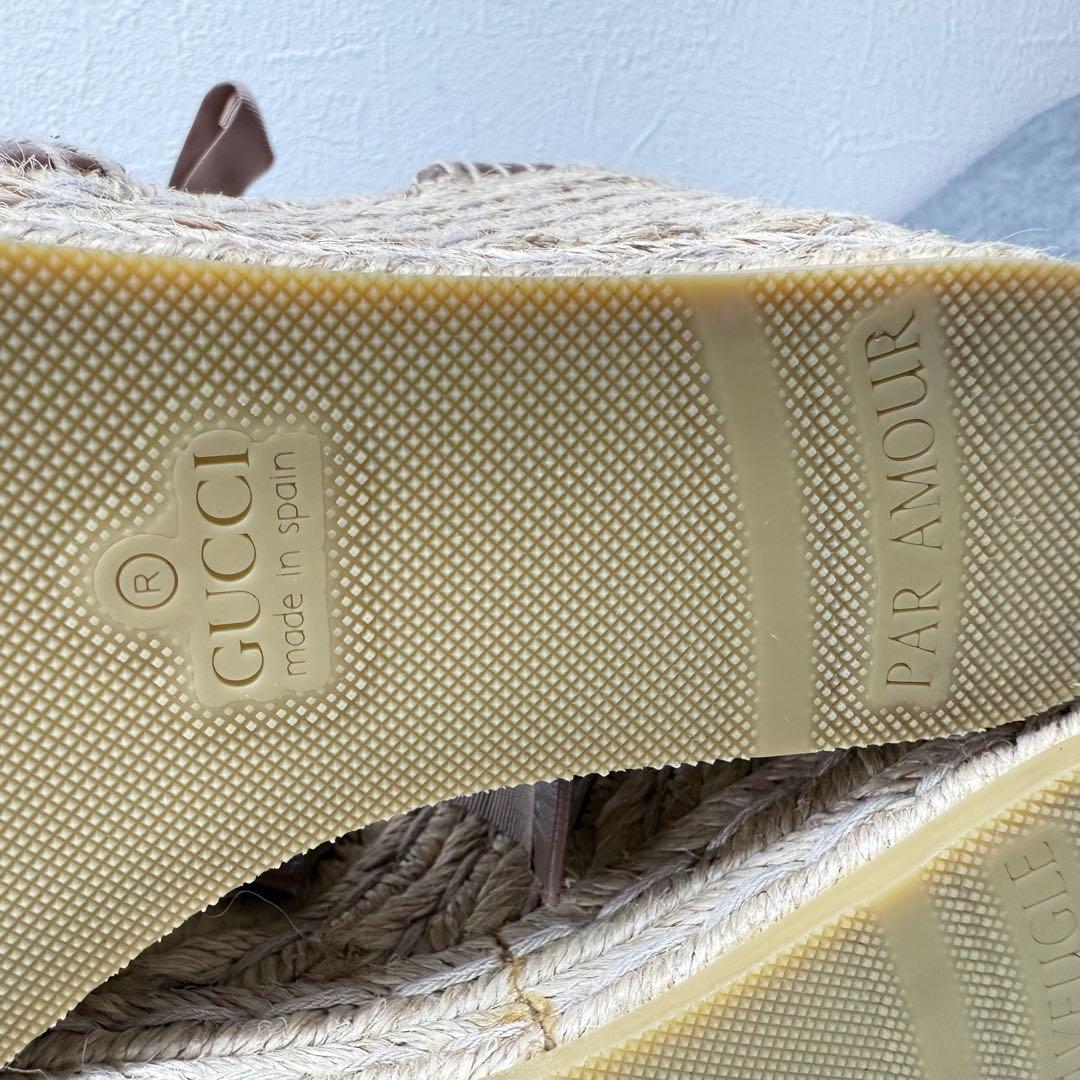 極美品 グッチ GGマーモント エスパドリーユ サンダル ヒール 22.5cm