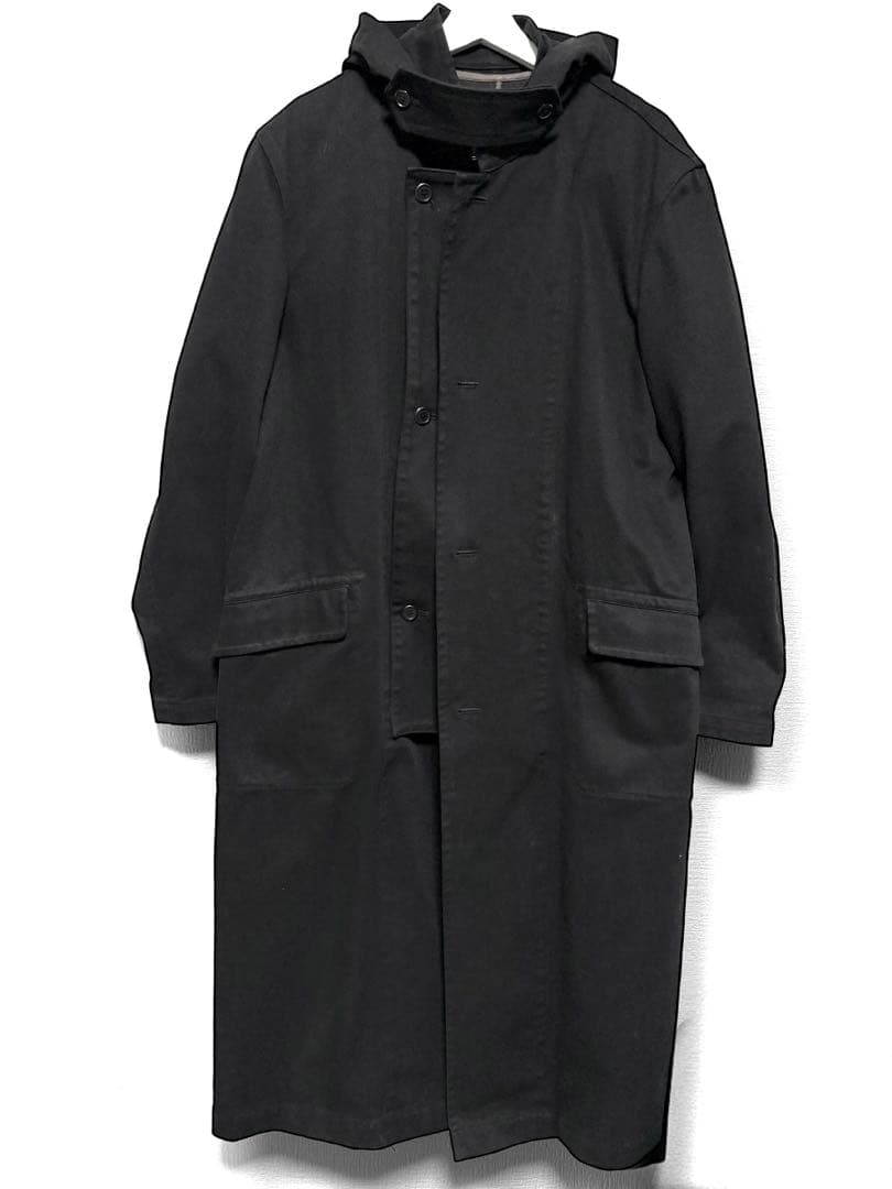ヨウジヤマモト/ミリタリーライナー/フラップ/フーデッドロング/モッズコート/黒 YOHJI YAMAMOTO ギャバジンモッズコート | HUES 福岡セレクトショップ