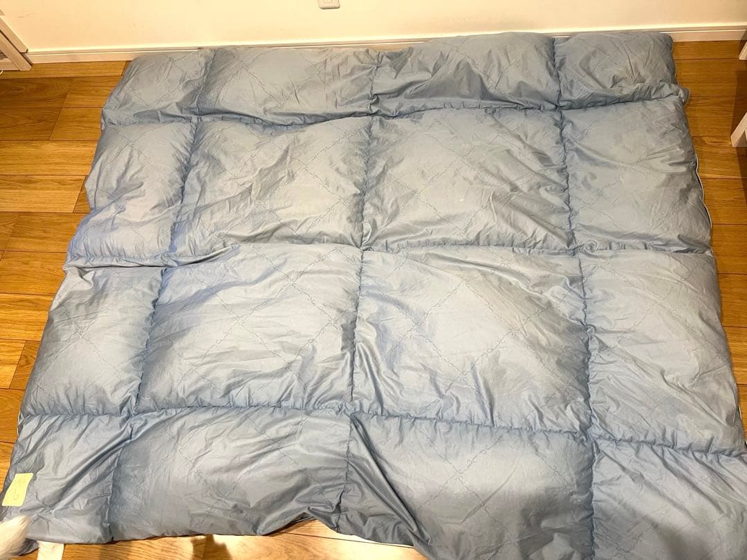 羽毛布団の老舗 IWATA製 ダブル 側生地 綿100 日本製 西川（nishikawa） 羽毛布団 ダブル ロング 昭和 羽毛掛けふとん