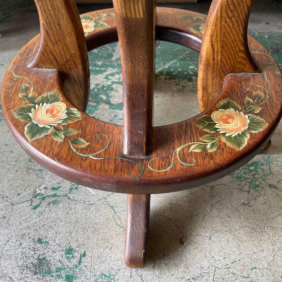 最終値下げ‼︎木製アンティーク・トールペイントの花台・チェアー