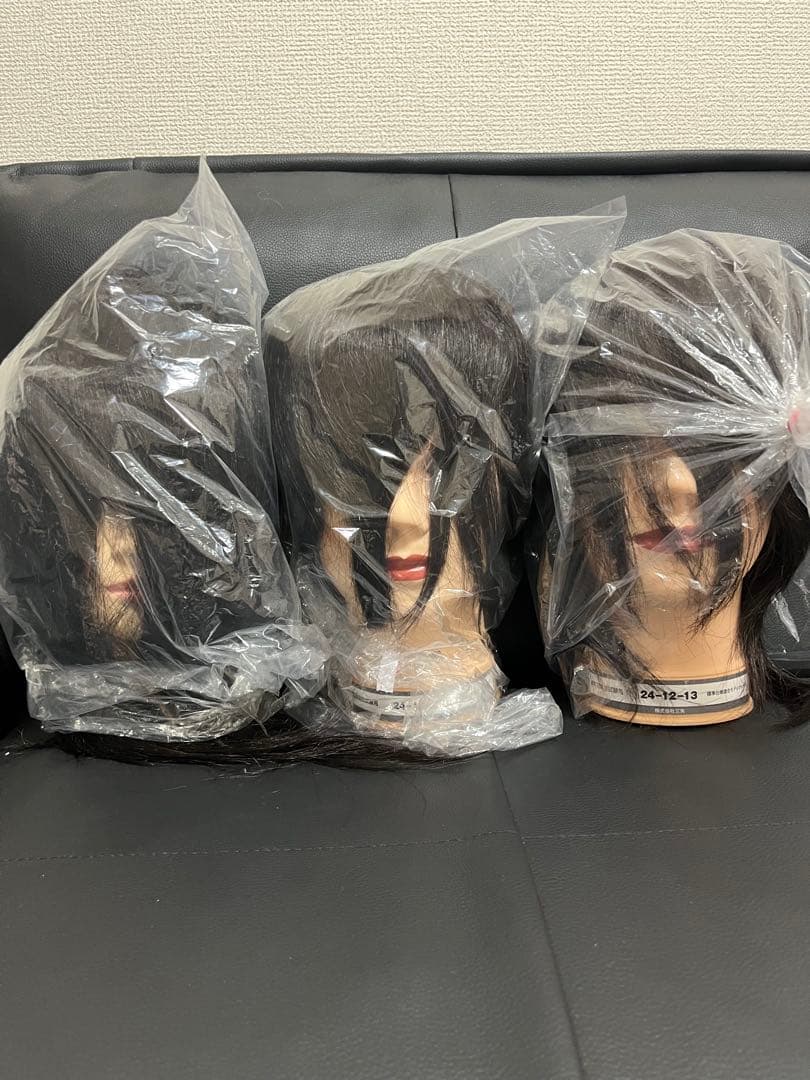 国試用練習カットウィッグ新品 3台セット 美容師国家試験用カットウィッグ 新品3点セット 美容師国家試験用