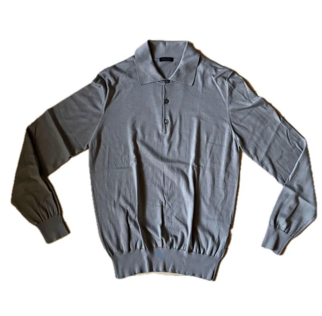 クルチアーニ コットンニットポロ CRUCIANI 長袖 ポロシャツ グレー