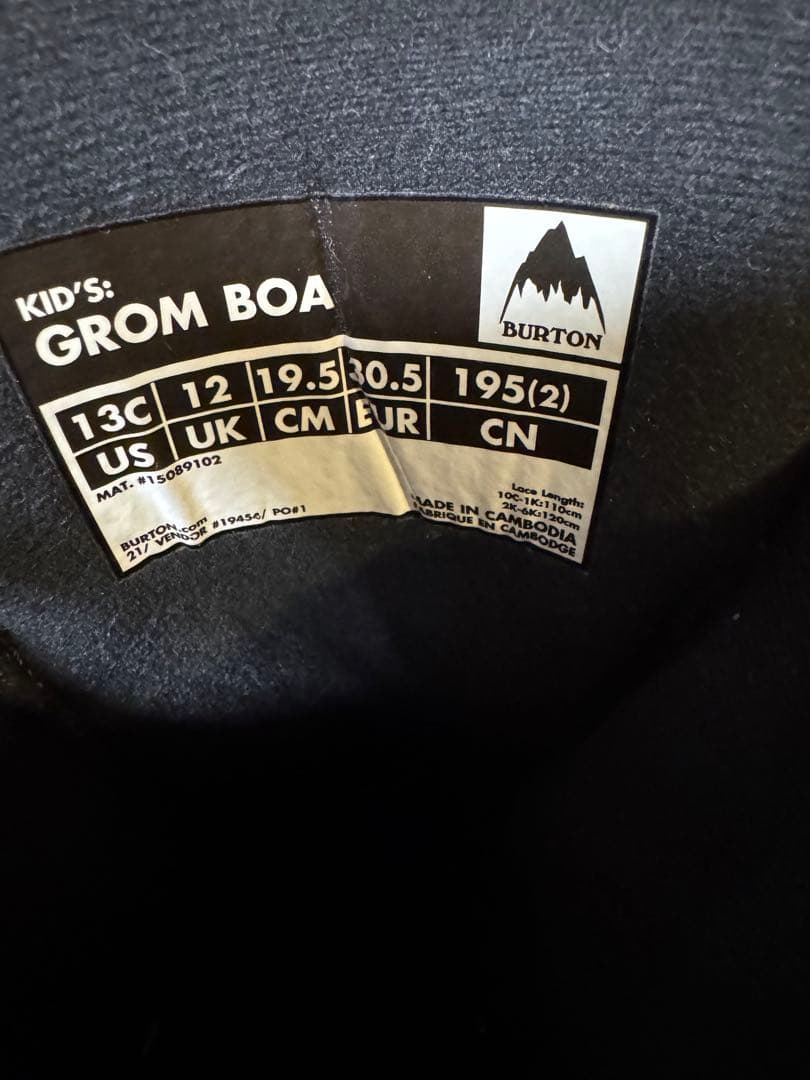 BURTON バートン スノーボード ブーツ キッズ グロムボア　19.5cm