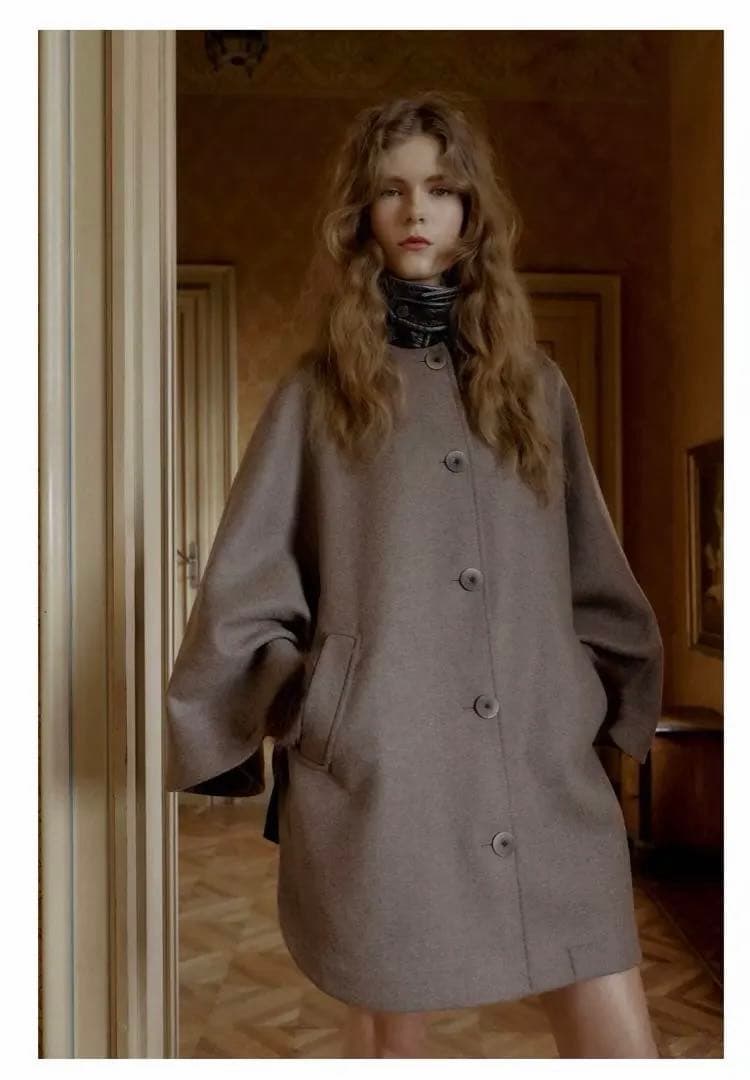 ZARA ウールケープコート コントラストカラー　XS -S