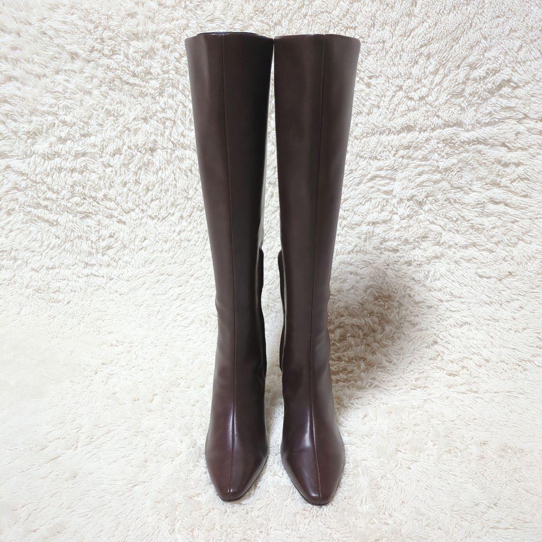 ほぼ未使用！SNIDEL ロングブーツ 22.5cm ポインテッドトゥ ブラウン