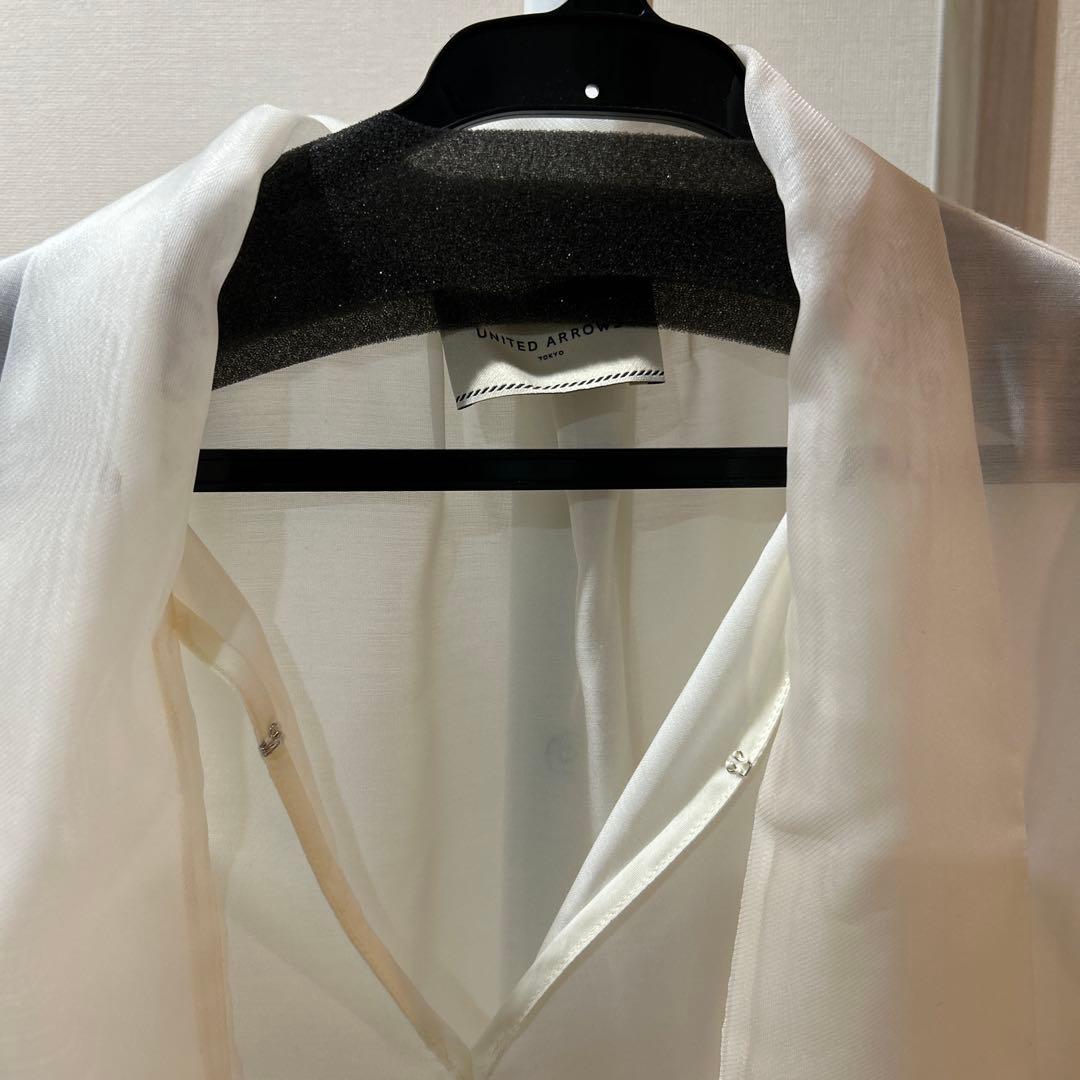 美品 ユナイテッドアローズ TOKYO 2,3万 シアー ボウタイブラウス 白