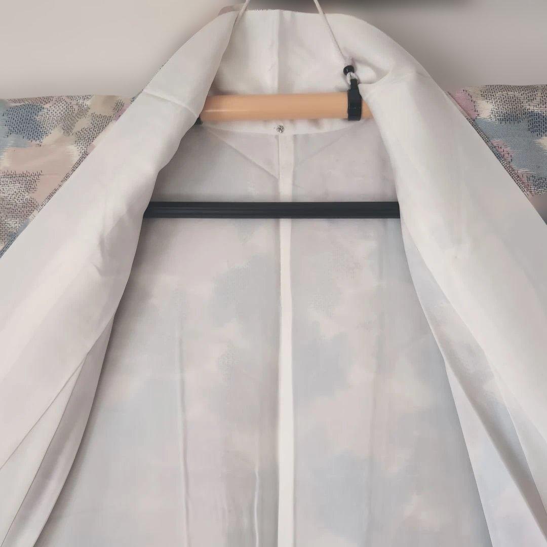 三花】未使用品 十日町紬 袷 正絹 美品 アンティーク 着物 リユース