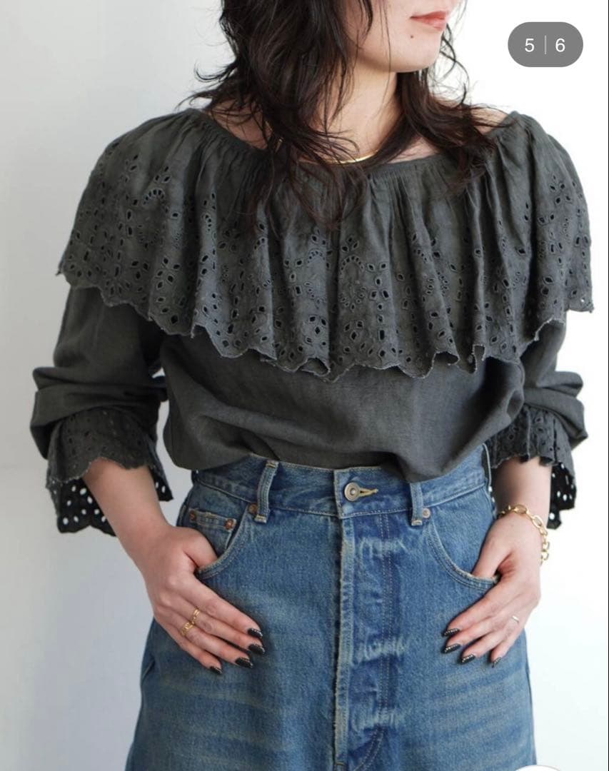 Curensology(カレンソロジー)/コットンリネンカットワークブラウス