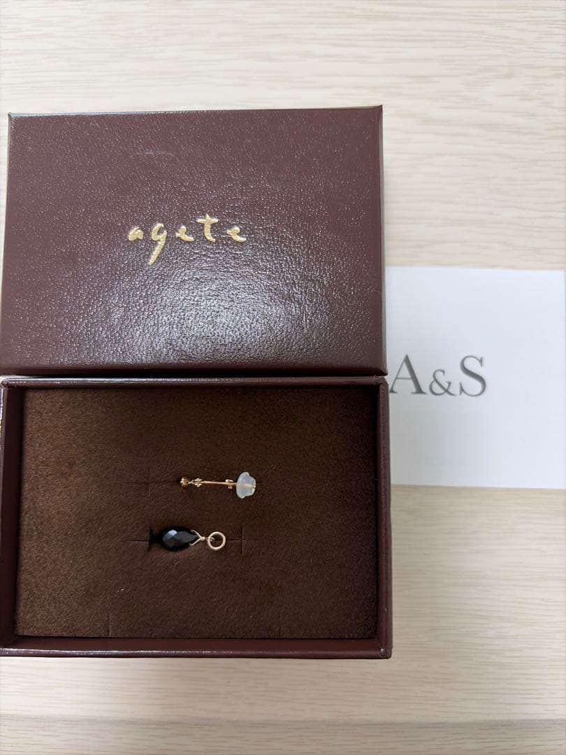 片耳のみ】 アガット K10/GF スピネルピアス+チャームセット