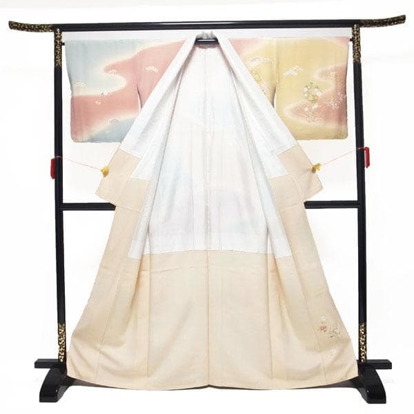 訪問着 着物 手描き友禅 金彩加工 5色ぼかし 裄65.5 M 中古 sn649