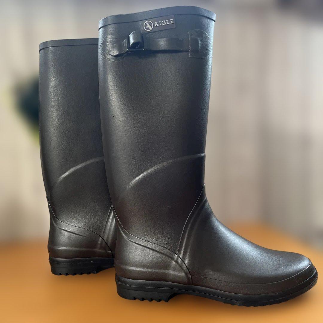 エーグル　AIGLE ダークブラウンレインブーツ 39 24.5cm 未使用品
