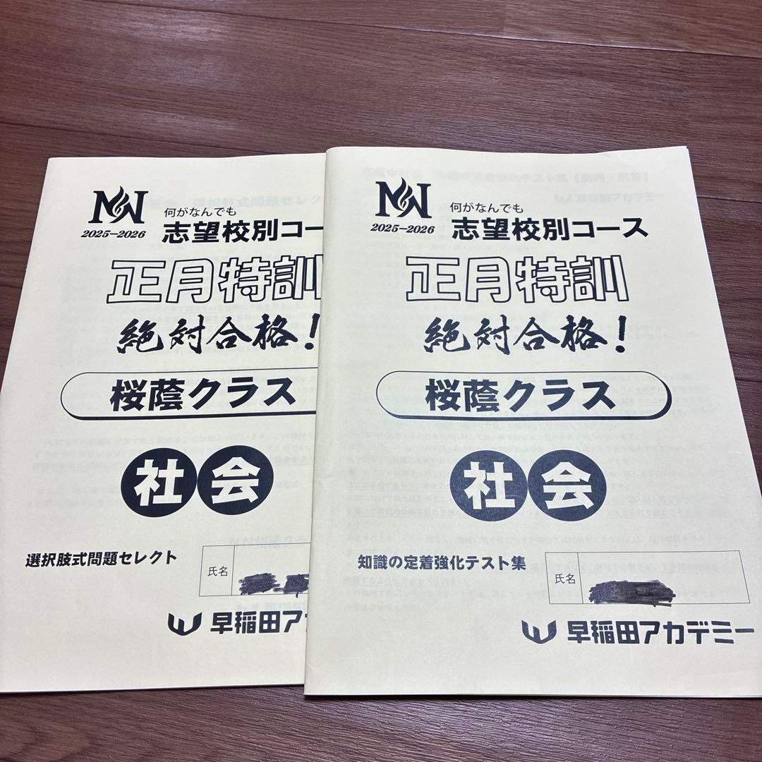 NN桜蔭社会 知識定着強化テスト選択セレクト テスト問題（テキストでは