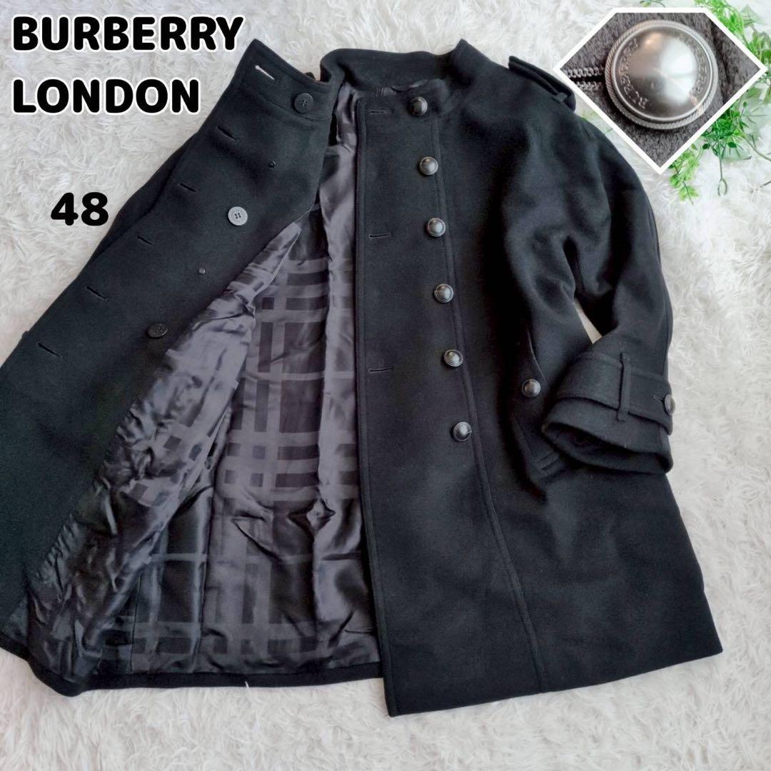 ◾︎希少サイズ◾︎ バーバリーロンドン ナポレオンコート カシミヤ混 ブラック 48 BURBERRY BLACK LABEL（バーバリーブラックレーベル） ナポレオン
