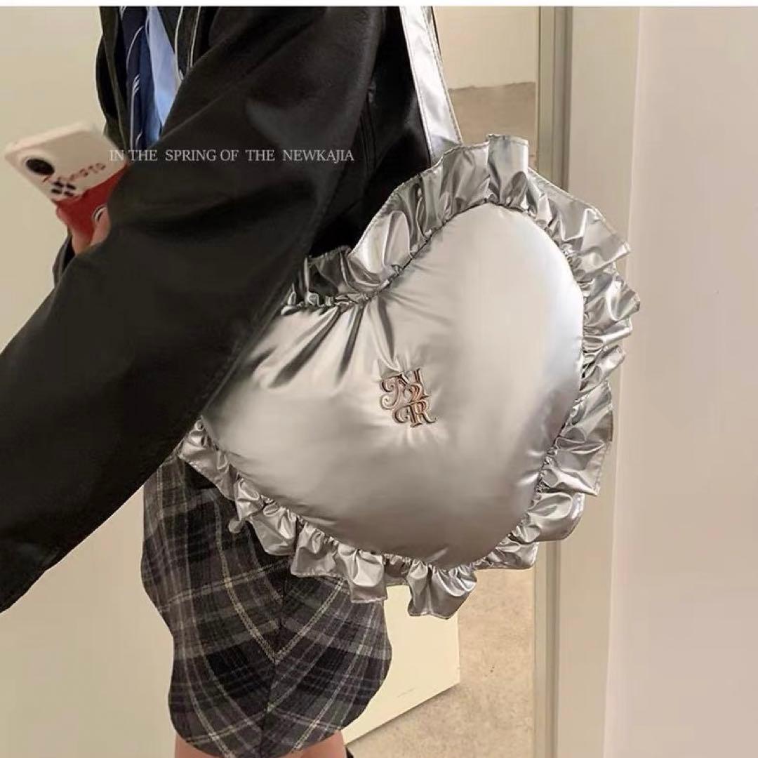 ♡激かわいい♡ シルバー ハート バッグ ハート型 - メルカリ
