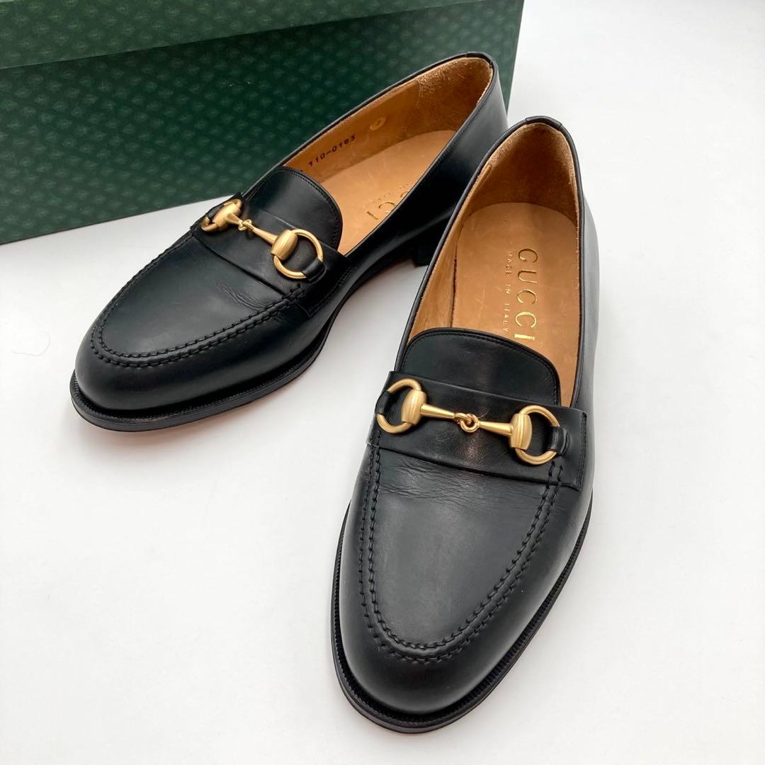 アラビアート✨ GUCCI ローファー 革靴 ホースビット 黒 レザー 7 アラビアート様専用✨ GUCCI ローファー 革靴 ホースビット 黒 レザー