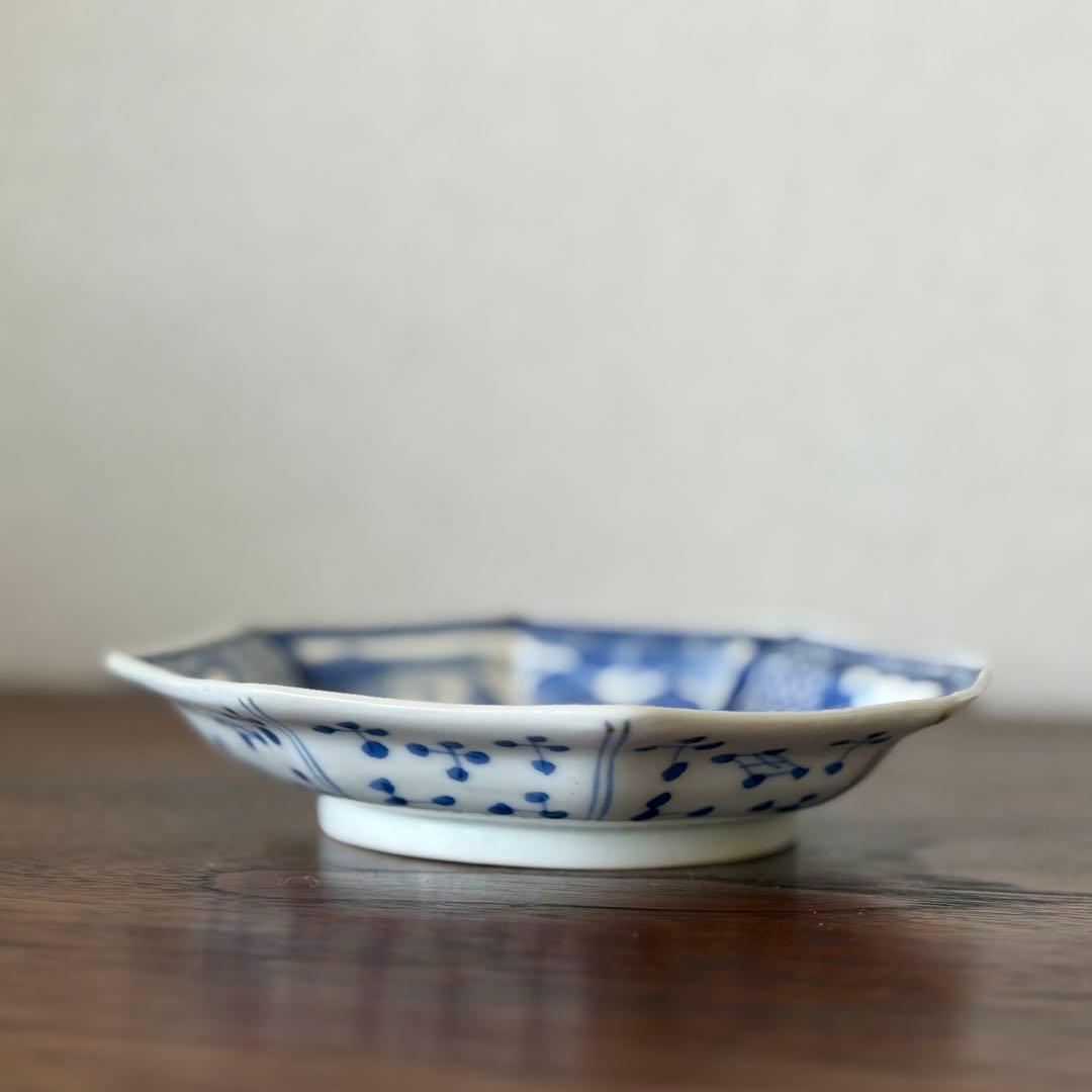 古伊万里 染付 八角皿 手描き 山水人物文 江戸後期 - メルカリ