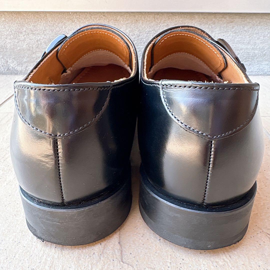 リーガルレザーシューズストレートチップモンクストラップバックル黒