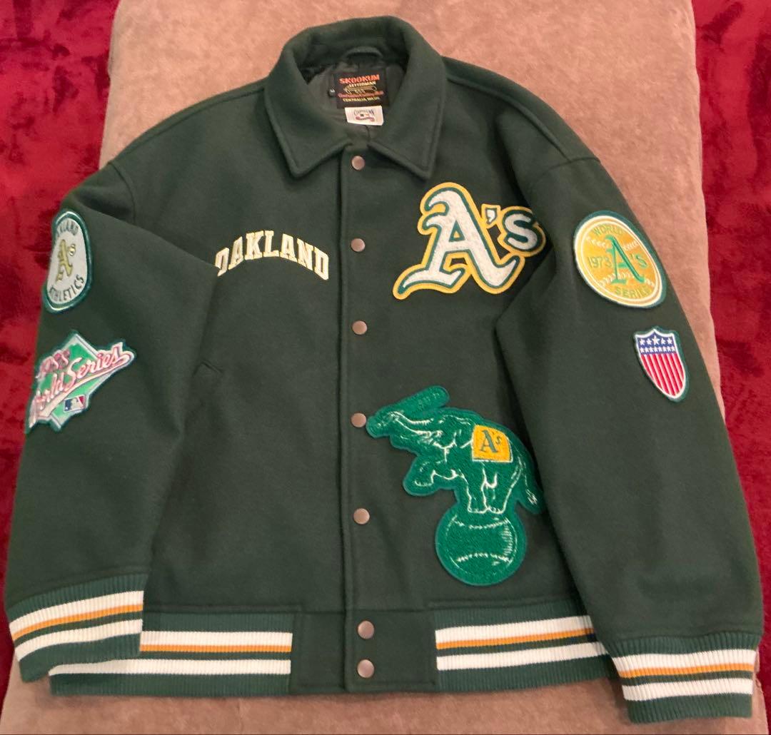 Oakland Athletics スタジャン ダークグリーン Green Satin Starter Classic Oakland Athletics Jacket