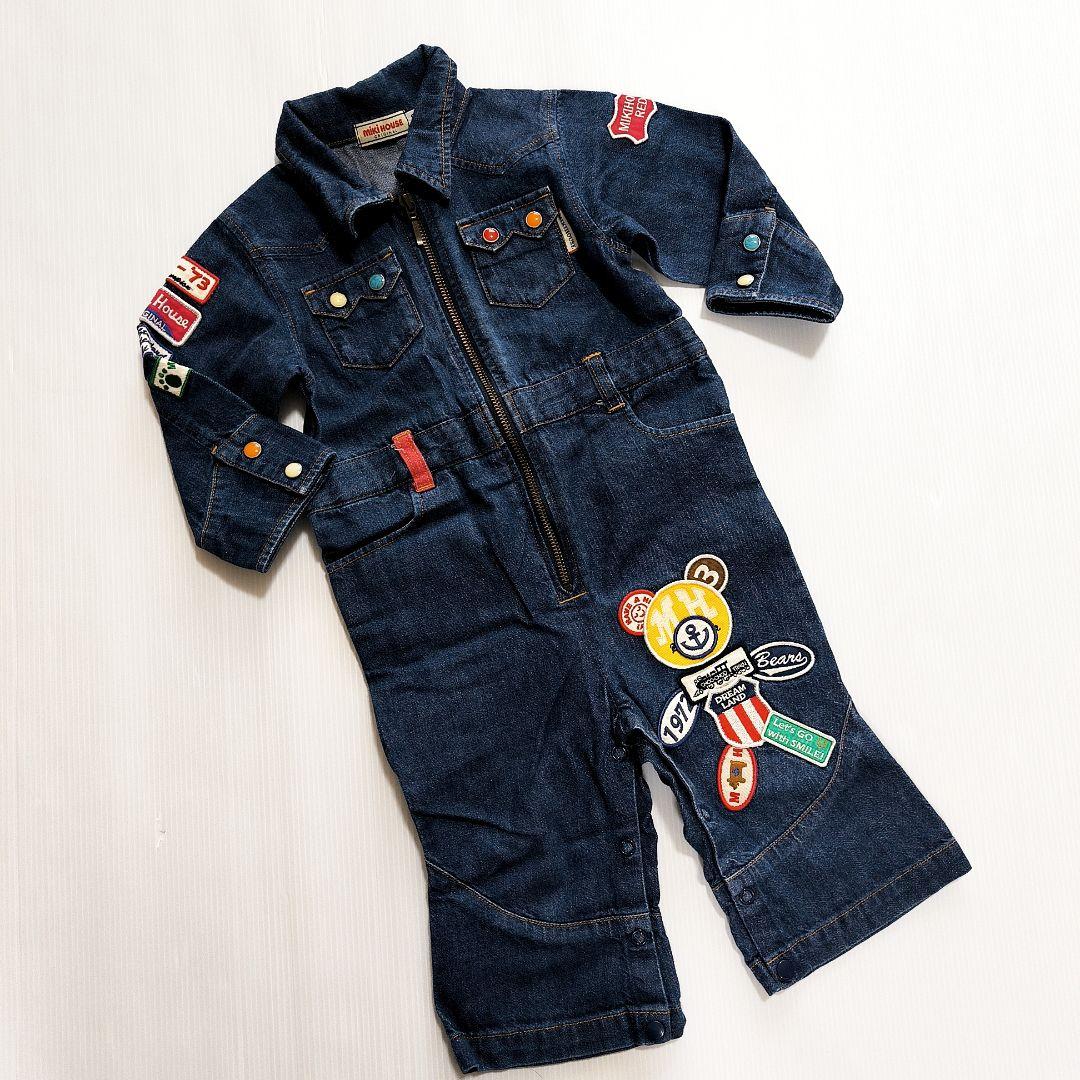 美品☆ミキハウス デニムロンパース 80 - メルカリ