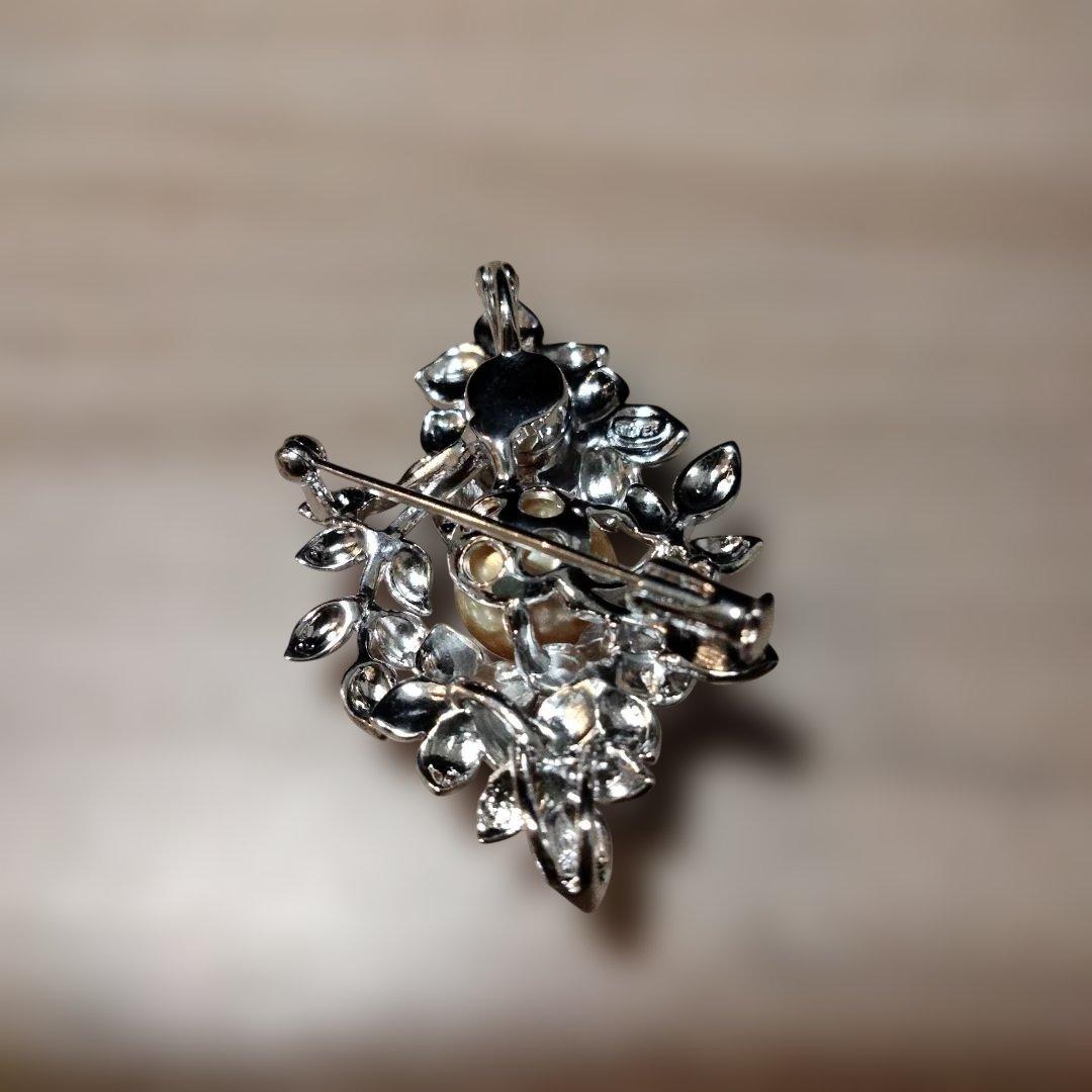 SILVER ゴールデンパール ペンダント ブローチ 10.0mm