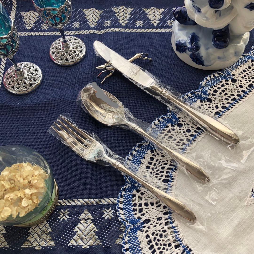 AZUMAインペリアル18-18 ディナー3点セット&カトラリーレスト　トナカイ アズマ インペリアル 18-18ステンレス ディナーカトラリーセット