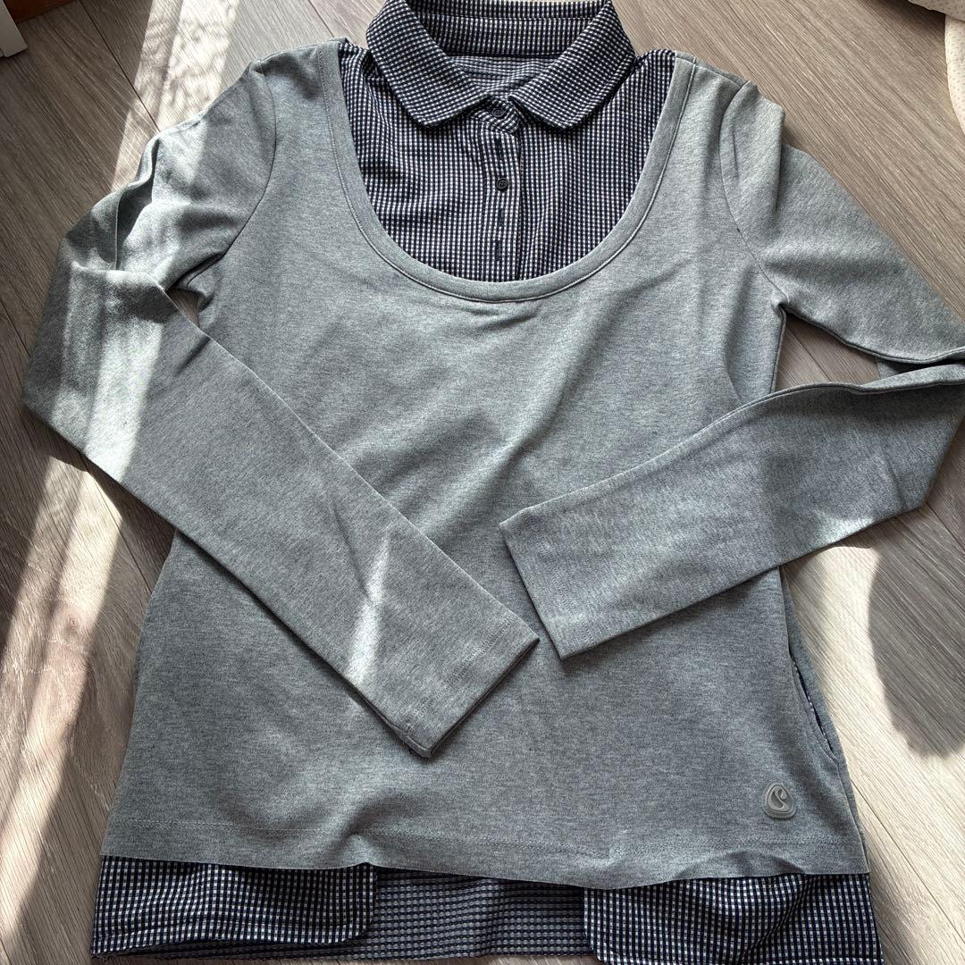 COYSEIO リバーシブルカラー 長袖シャツ グレー - トップス特別