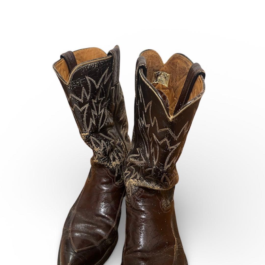 s*3様 1970s \"Justin\" ヴィンテージ ウエスタンブーツ ブラウン