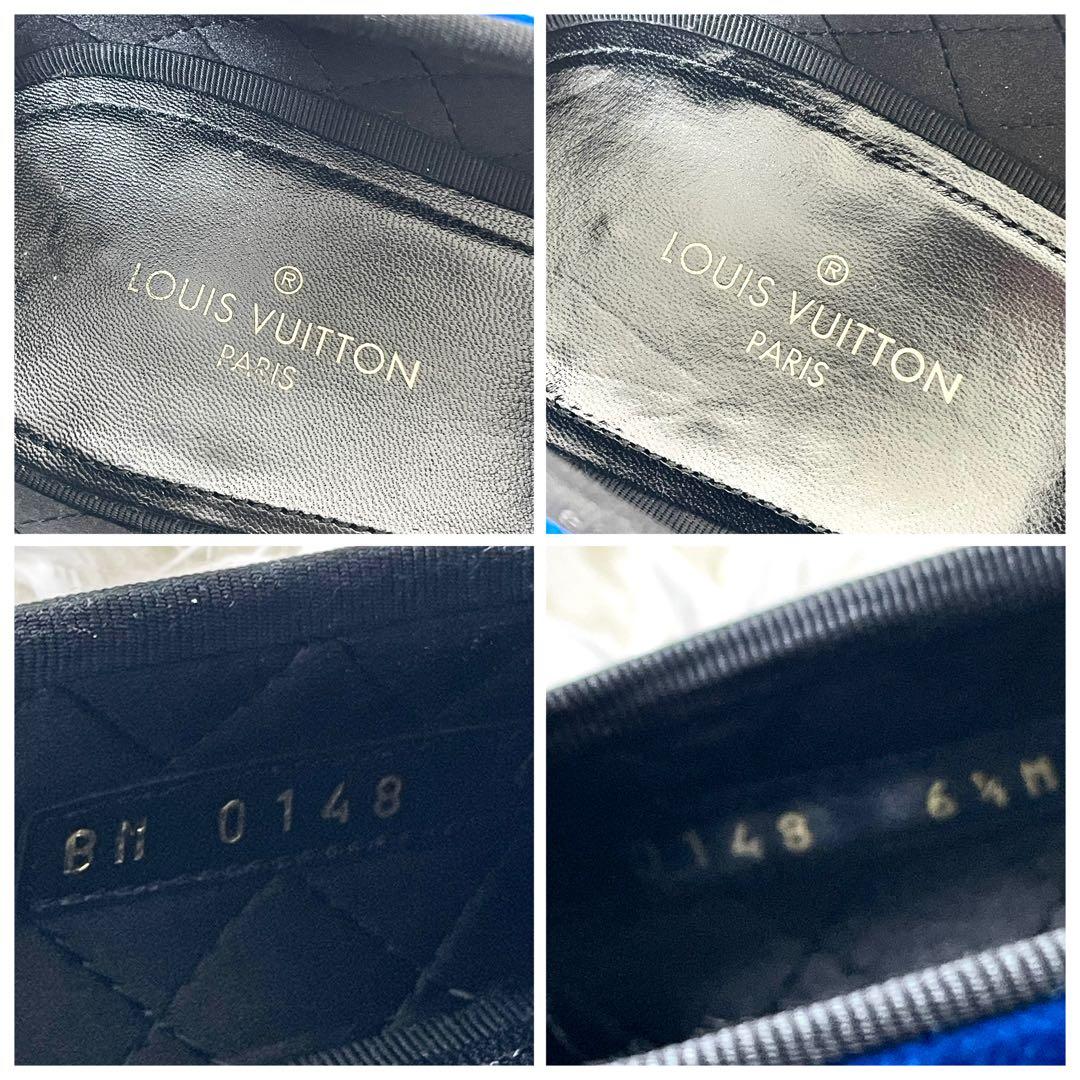 ルイヴィトン　オペラシューズ　25.5cm ロゴ刺繍　 メンズ　ブルー　ベロア