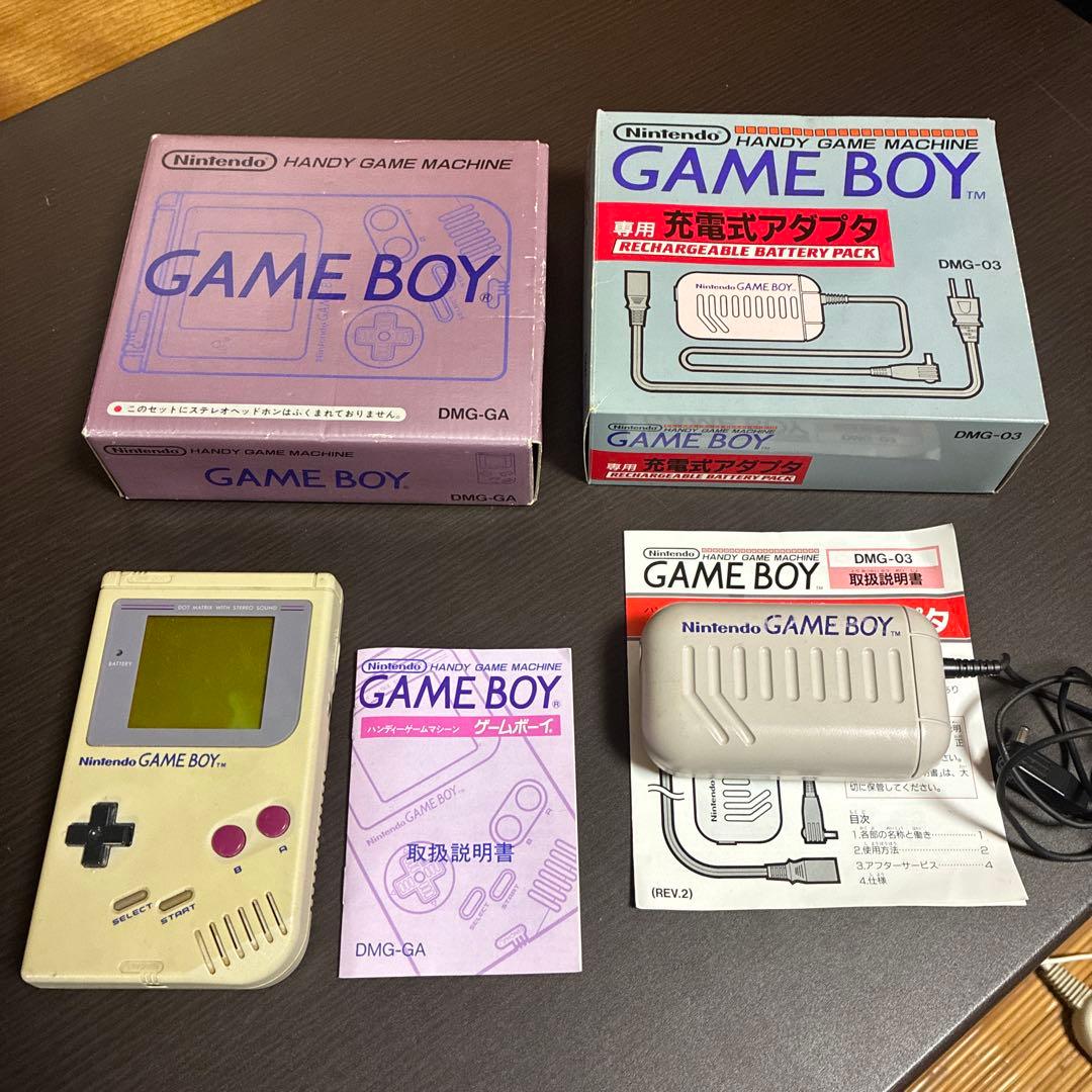 Nintendo ゲームボーイ初代 充電式アダプタ付き 説明書、箱付き
