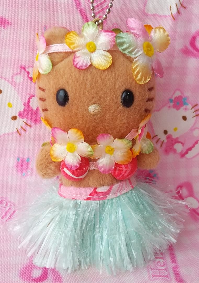 日焼けキティ　キーホルダー　マスコット　ぬいぐるみ　ハワイ　フラダンス 正規品☆新品☆ハワイ限定☆日焼けキティ フラダンス ぬいぐるみ