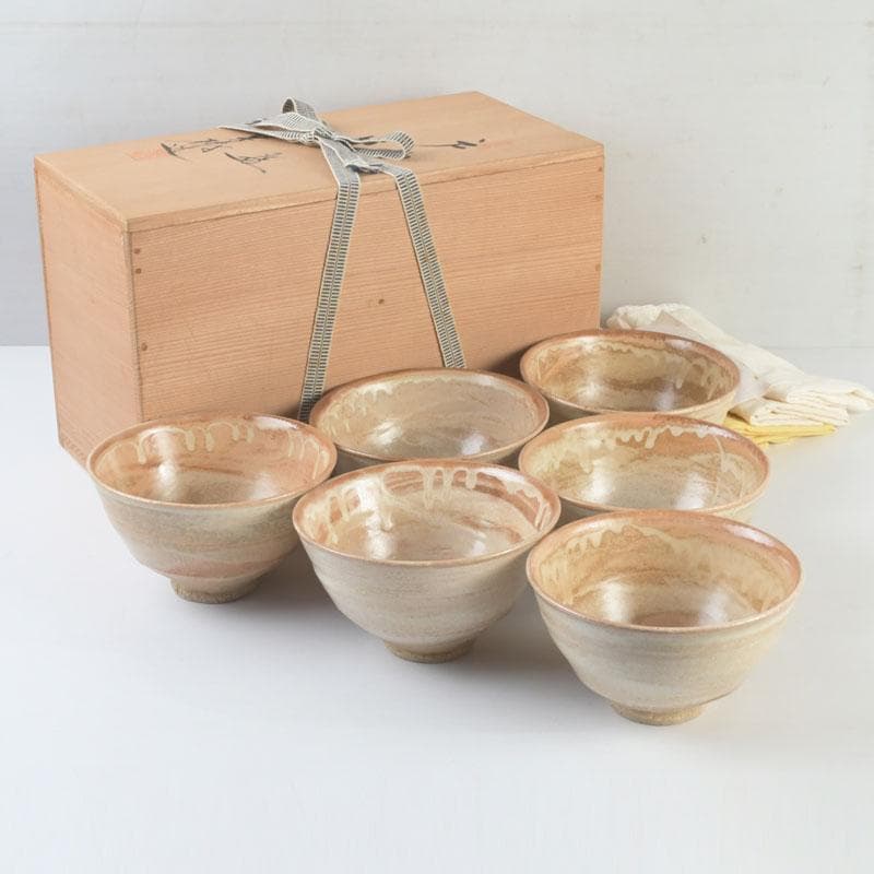 茶道具 兎月窯 杉浦芳樹造 数茶碗 六客 堀内宗完（兼中斎）極め箱