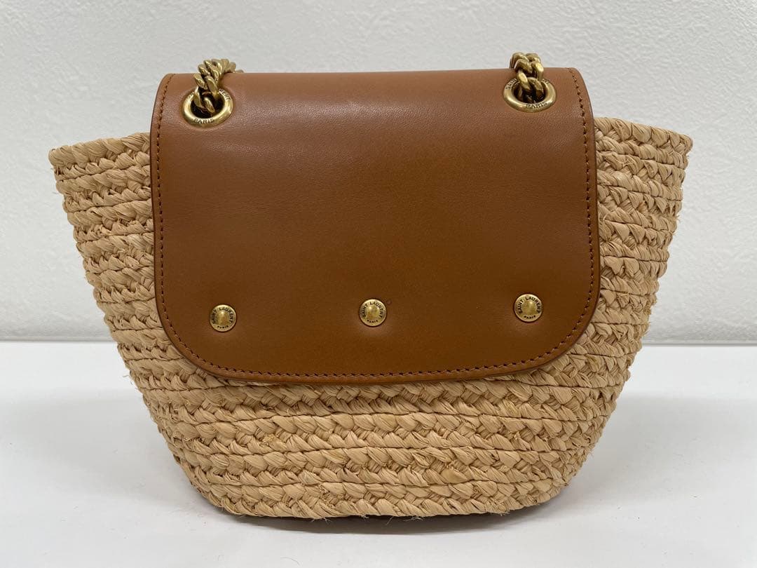 美品】箱 保存袋付き！サンローラン ラフィア カゴ ショルダーバッグ