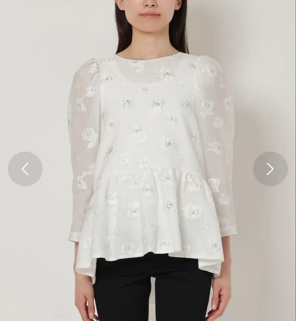 新品】Audie a Muses シルバーフラワージャカードブラウス（オフ）