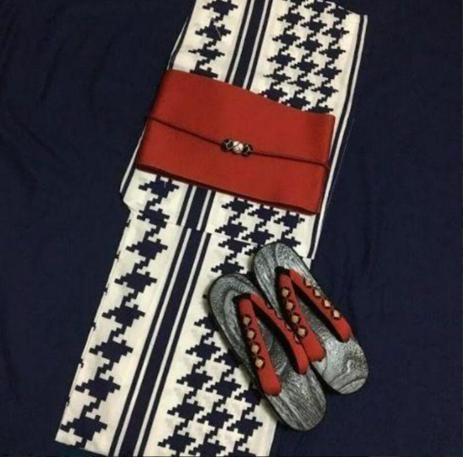 27日締め切り画像の帯+お任せ帯締め+落ち着いたお任せ下駄◆伝統ちどり格子浴衣 27日締め切り画像の帯+お任せ帯締め+落ち着いたお任せ下駄