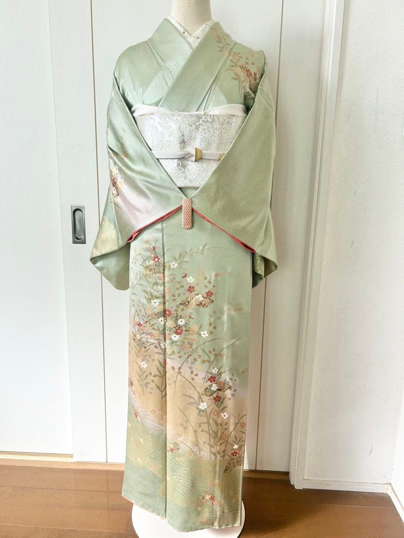 美品　一部しつけ糸付き　正絹訪問着　フルセット4点　入学式　七五三　お宮参り 訪問着レンタル｜お宮参り,七五三,入学式の母親の着物