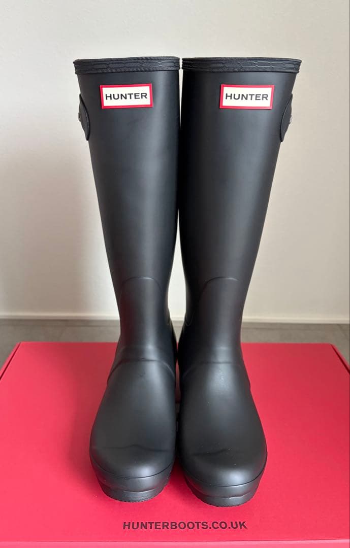 24㎝】HUNTER ロング レインブーツ 雨靴 ブラック 黒 - メルカリ