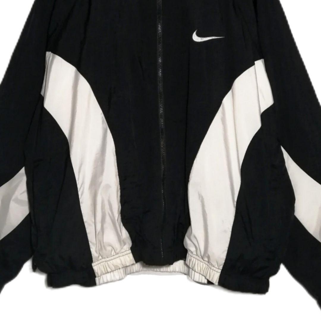 90s NIKE ナイキ 白タグ ナイロンジャケット 刺繍 黒白切替 XL - メルカリ