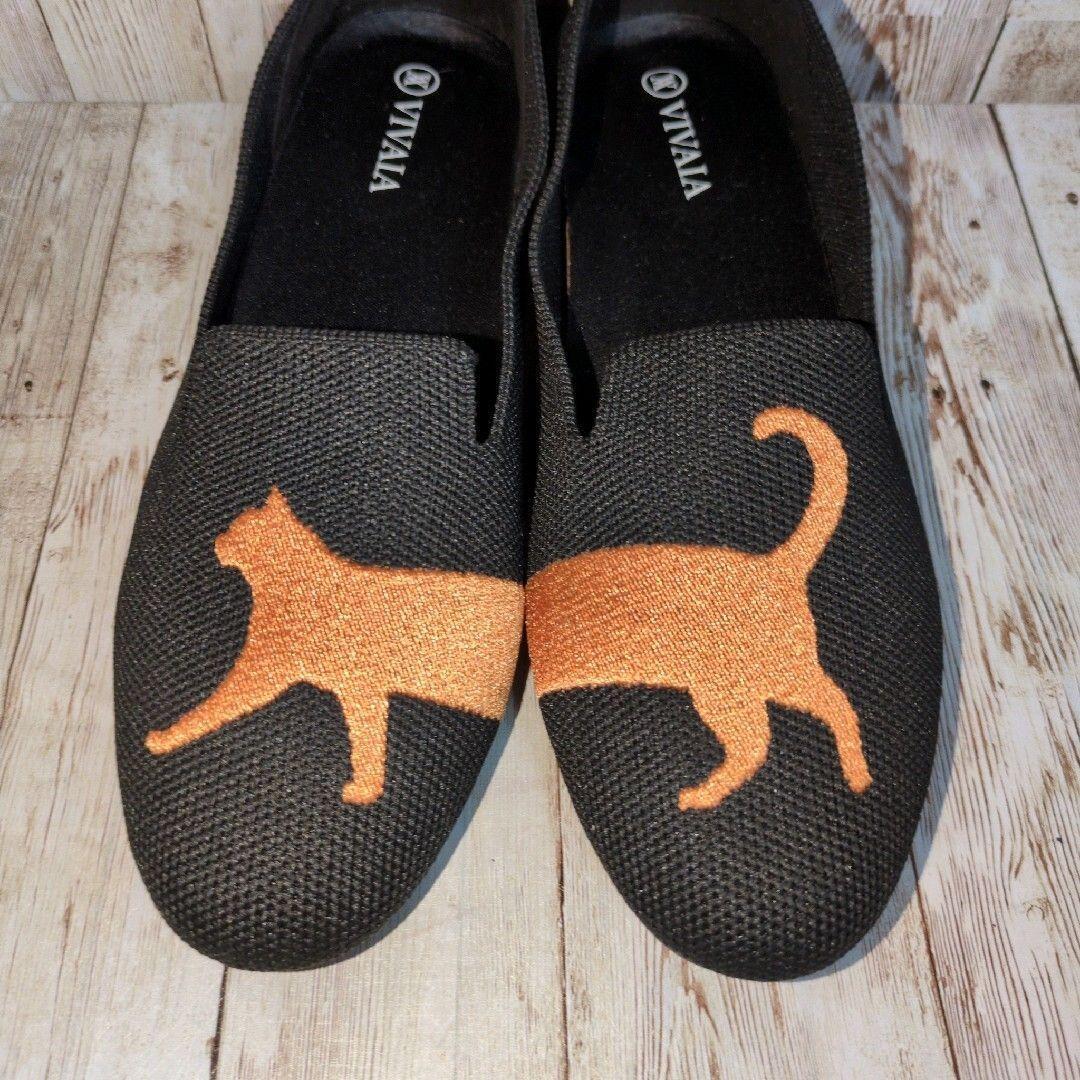 極美品✨【VIVAIA】Audrey☆アニマル刺繍ローファー☆猫☆22.5cm