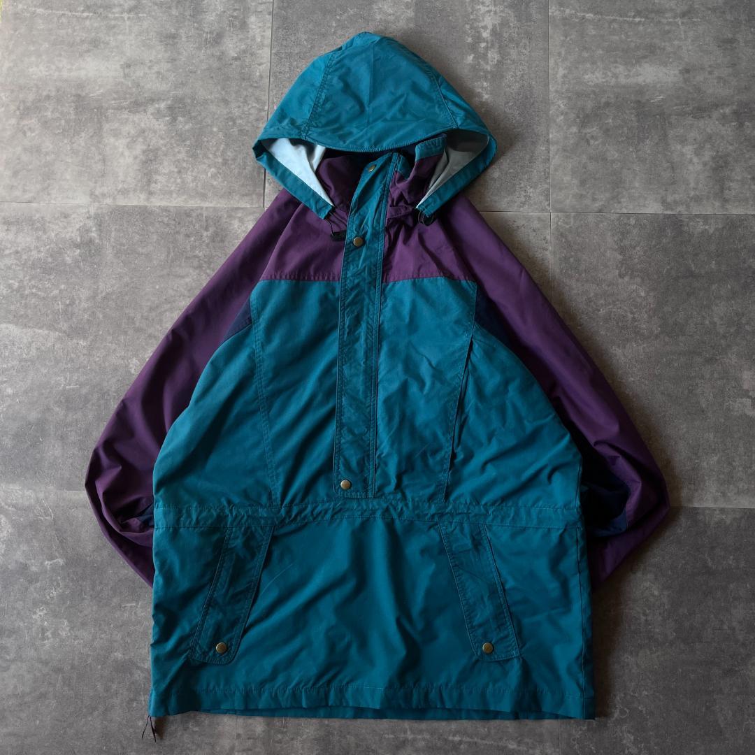 90s LANDS'END ナイロンアノラック 緑 XL A754 ハーフジップ - メルカリ