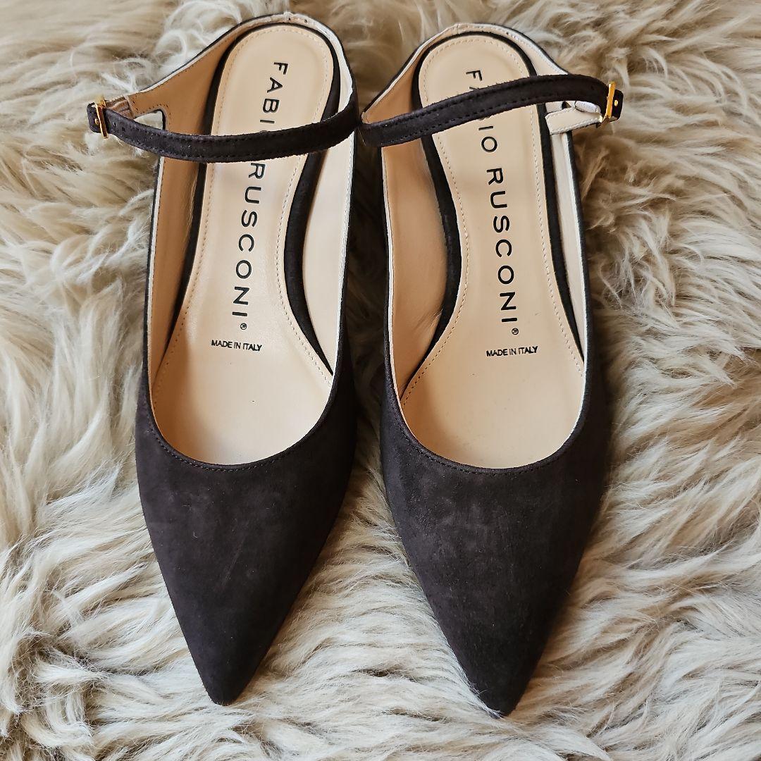 新品未使用 FABIO RUSCONI ミュール ブラウン23.5cm FABIO RUSCONI - 3849 インソール ファー レザー ローファー ミュール