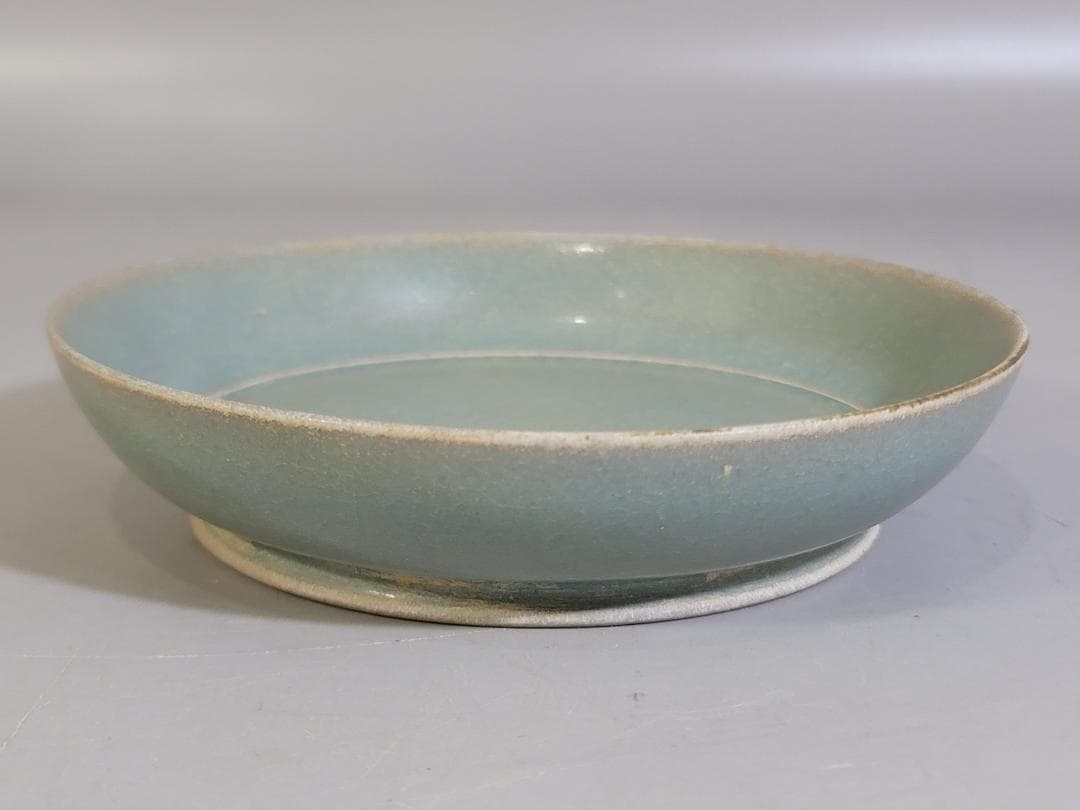 中国美術 青釉 皿 幅 13.5cm DT409